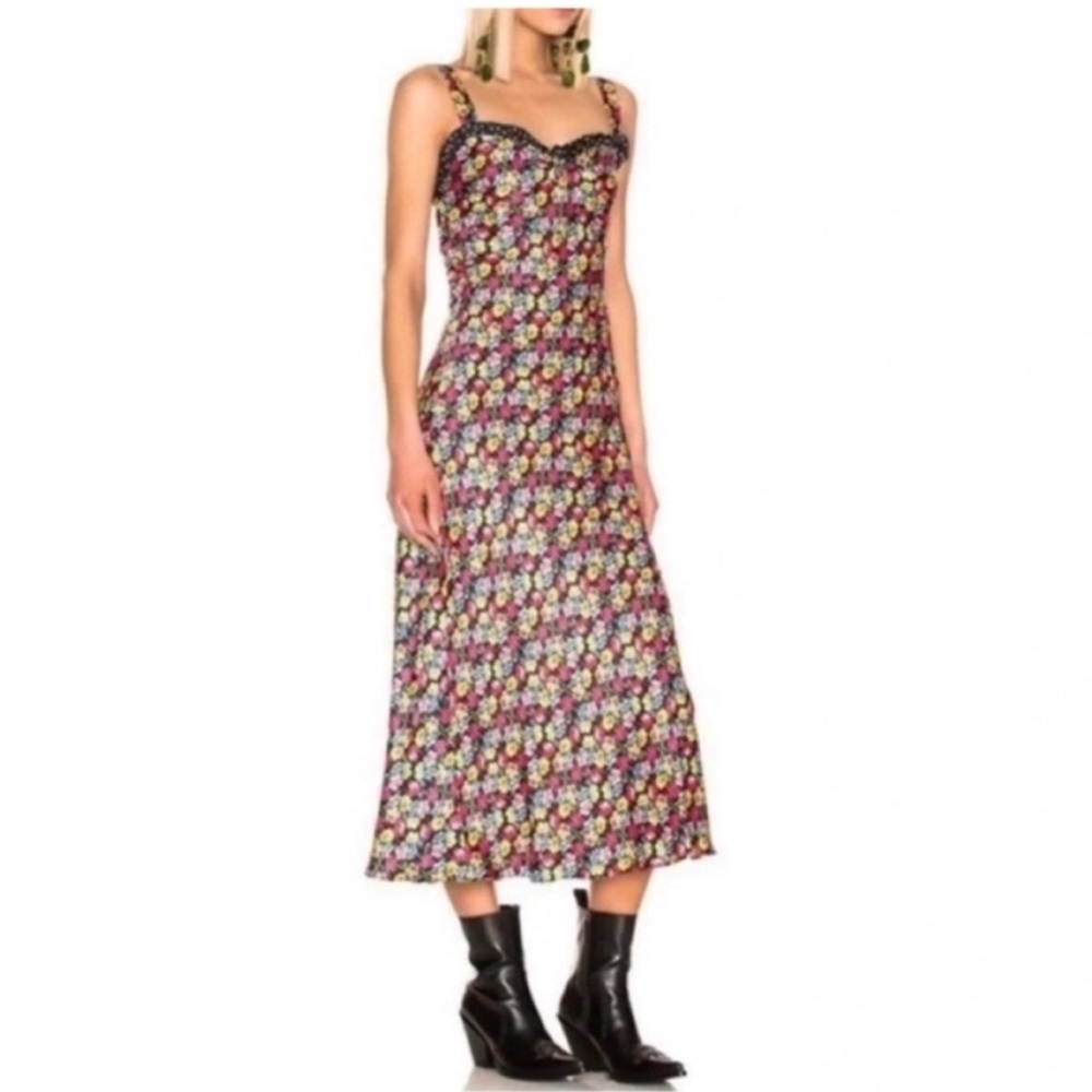 Rixo Juliet Floral Silk Midi Slip Dress